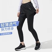 奎格健身九分裤女假两件运动裤夏季薄款跑步快干提臀紧身瑜伽裤女
