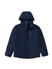 奎格冲锋衣男秋冬款户外防水外套可拆卸棉服内胆三合一两件套