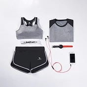 奎格运动服健身服女士瑜伽服跑步训练服短袖三件套运动休闲套装