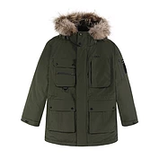 奎格户外羽绒服女2020冬季新款加厚工装连帽派克毛领羽绒服外套男
