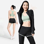奎格瑜伽服套装女健身房跑步服防晒衣防紫外线户外运动服夏快干衣