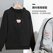 奎格男装秋季新款版宽松摇粒绒保暖外穿上衣潮连帽卫衣男韩