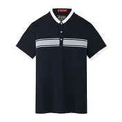 奎格男装 夏季新款男士短袖t恤青年翻领条纹商务休闲Polo衫男